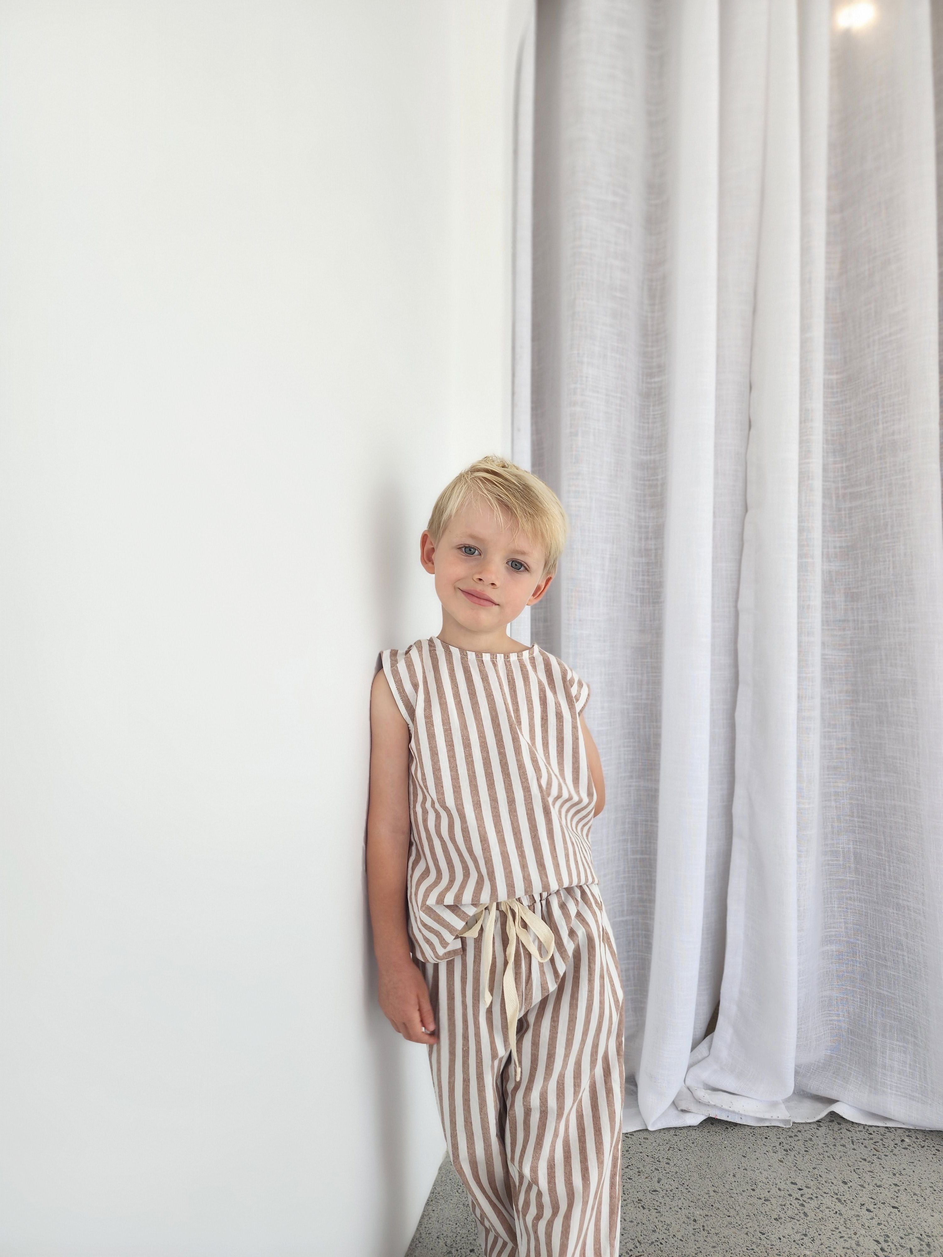 Linen Pant - Cocoa Stripe