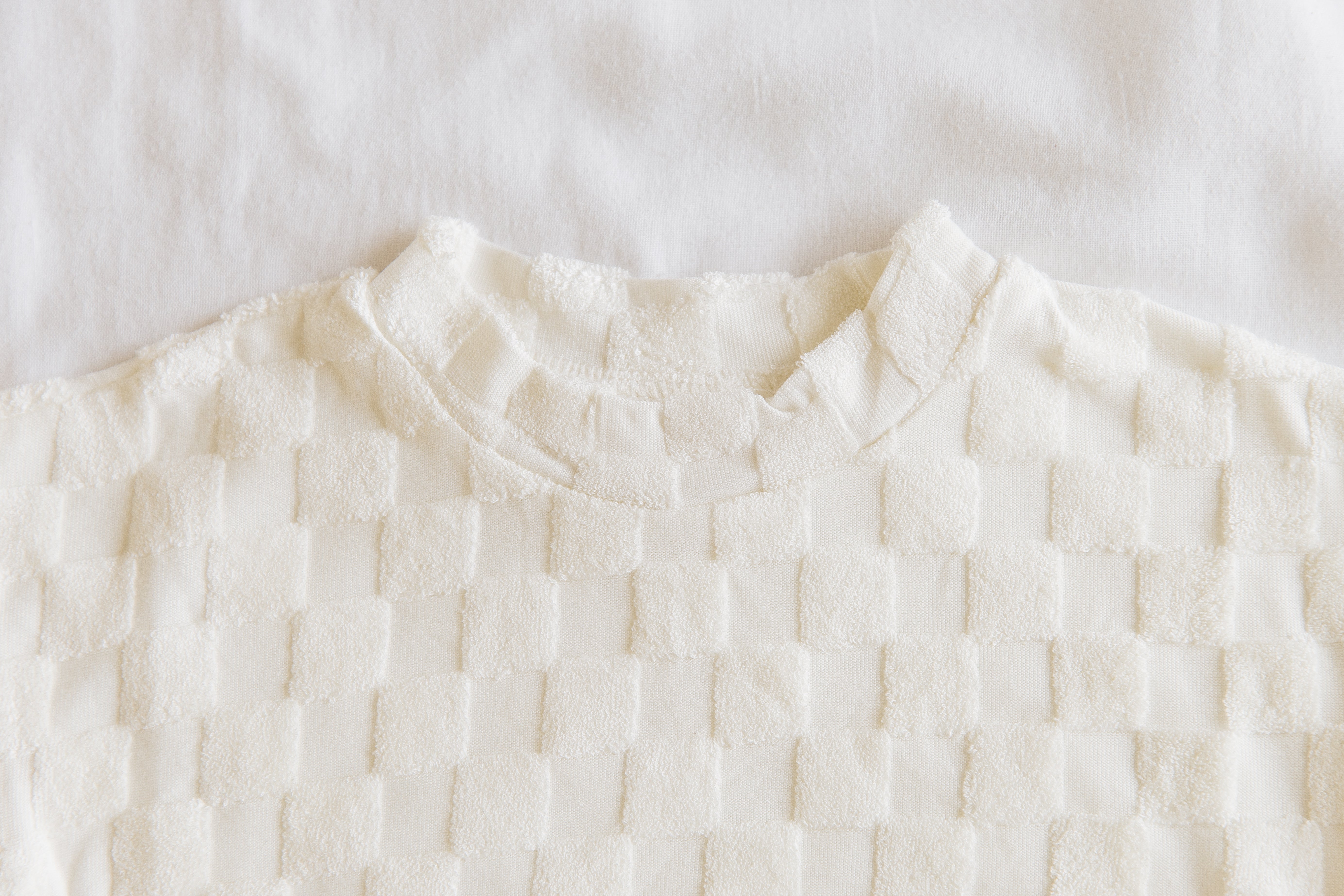 Terry Romper - Cream Chequerboard