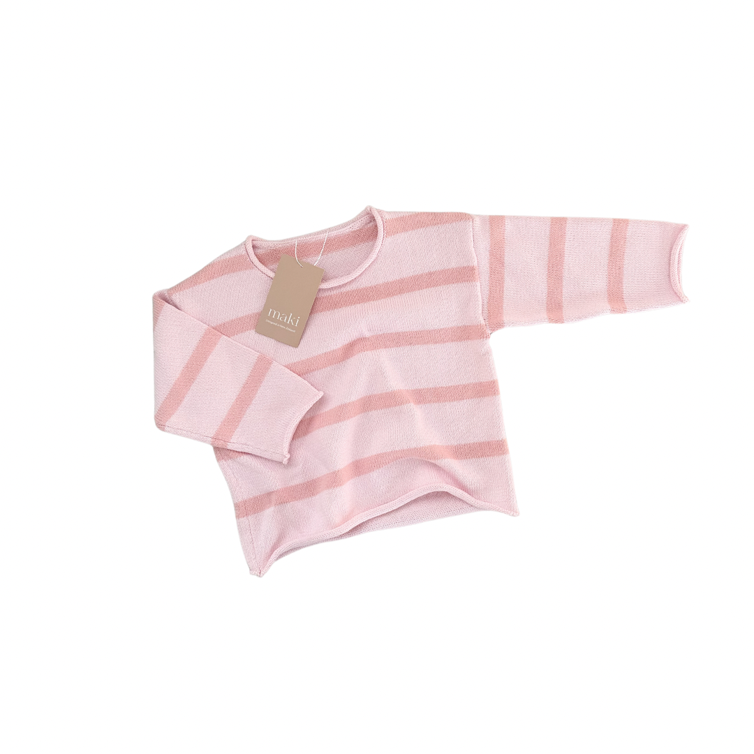 Knit Pullover - Strawberry Stripe