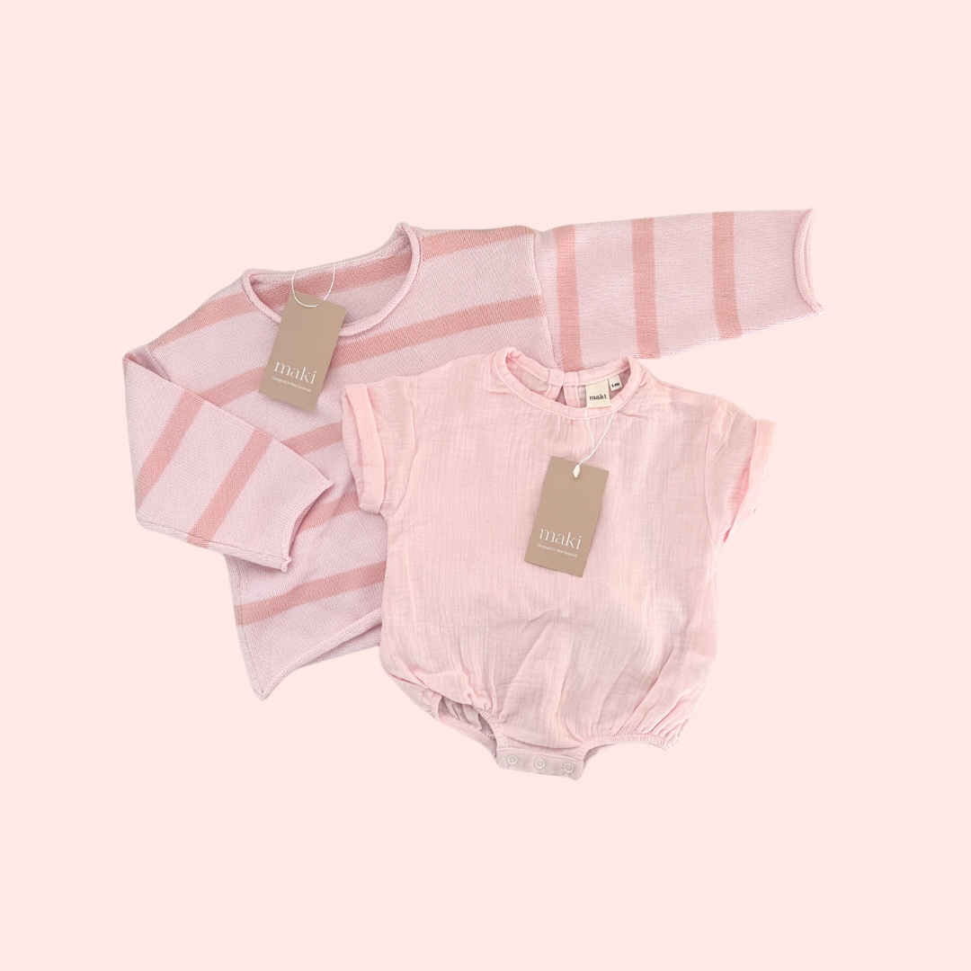 Knit Pullover - Strawberry Stripe