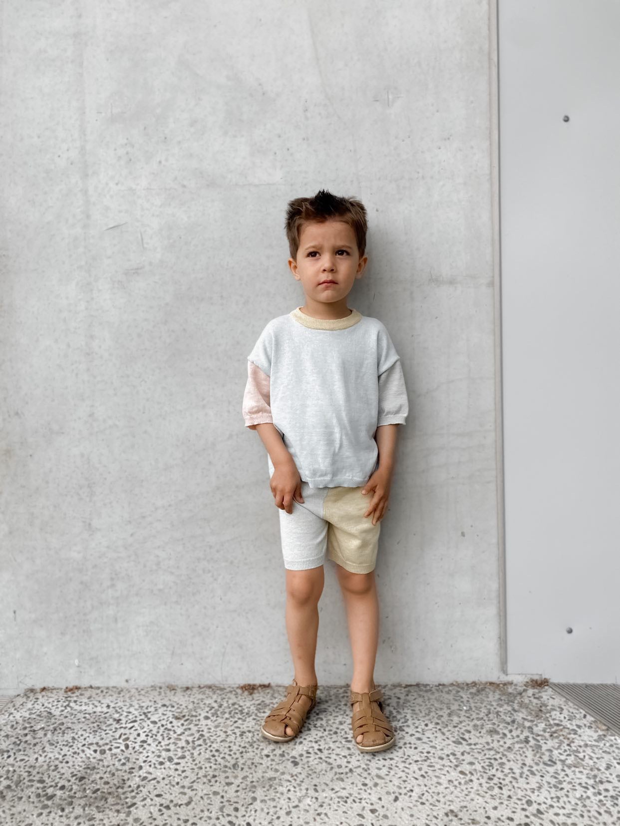 Knit Shorts - Pale Pastel Colourblock