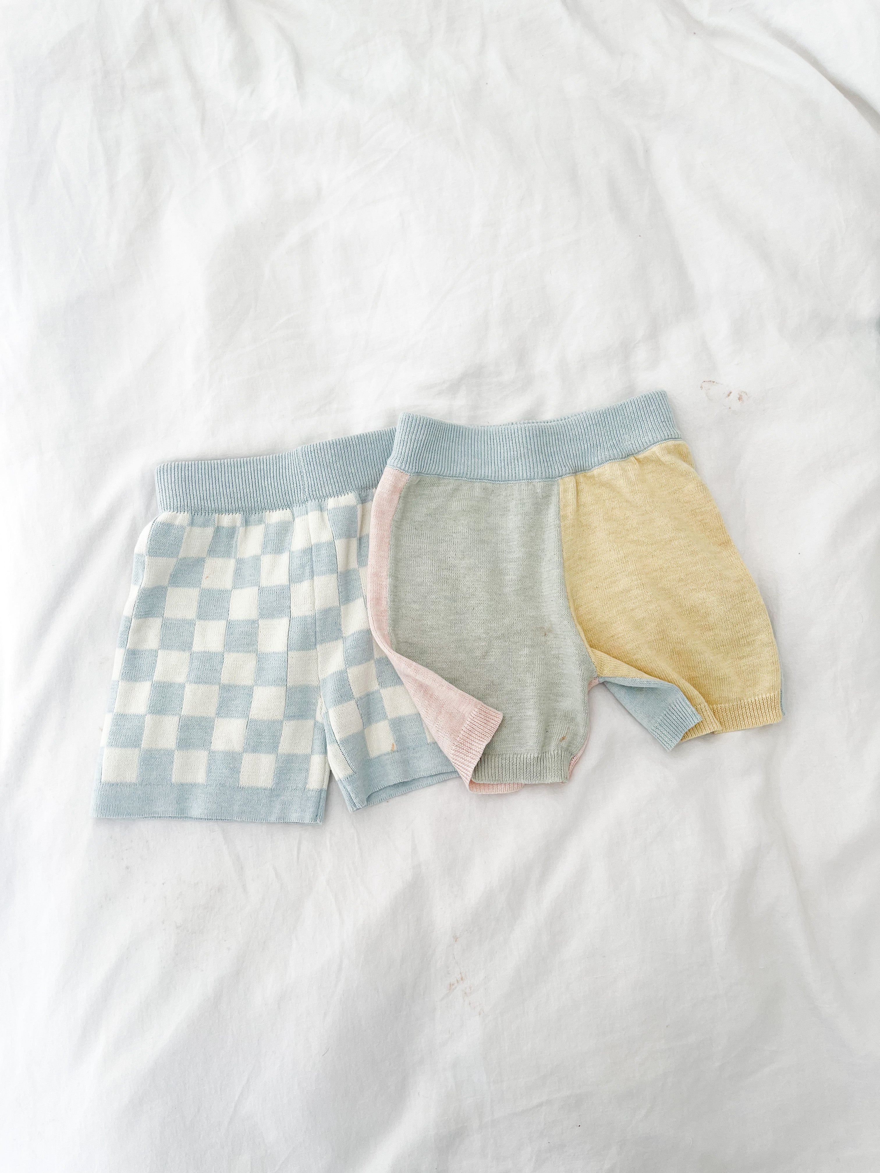 Knit Shorts - Pale Pastel Colourblock